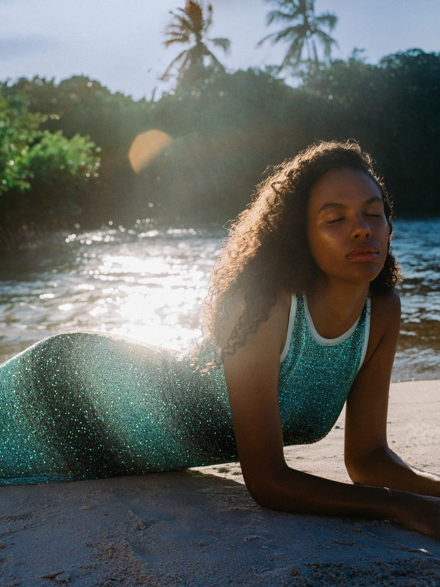 Natalia Ombre Dress - Palm Green Sequin