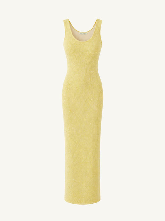 Ana Dress - Butter Yellow Sequin