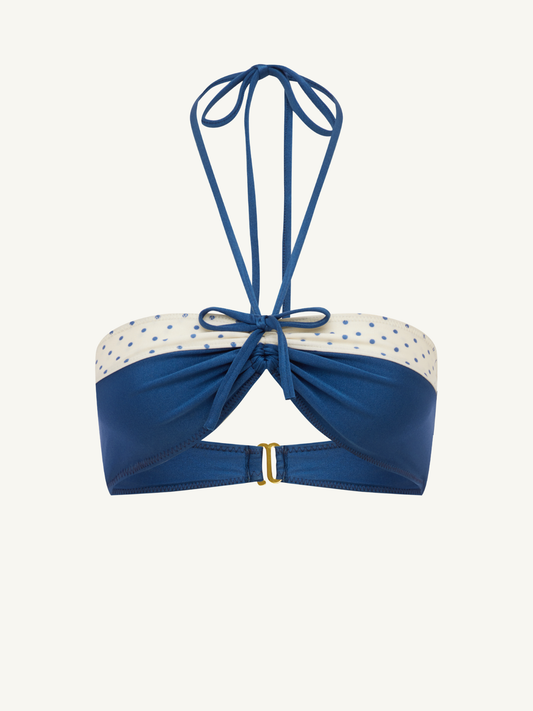 Lola Bikini Top - Navy Polka