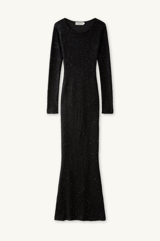 Natalia Longsleeve Dress - Black/Silver Sequin