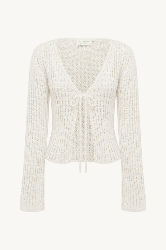 Fernanda Crochet Cardigan - Salt Sequin