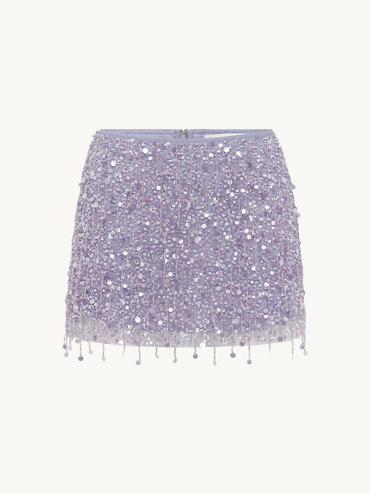Yasmin Hand Beaded Mini Skirt - Orchid