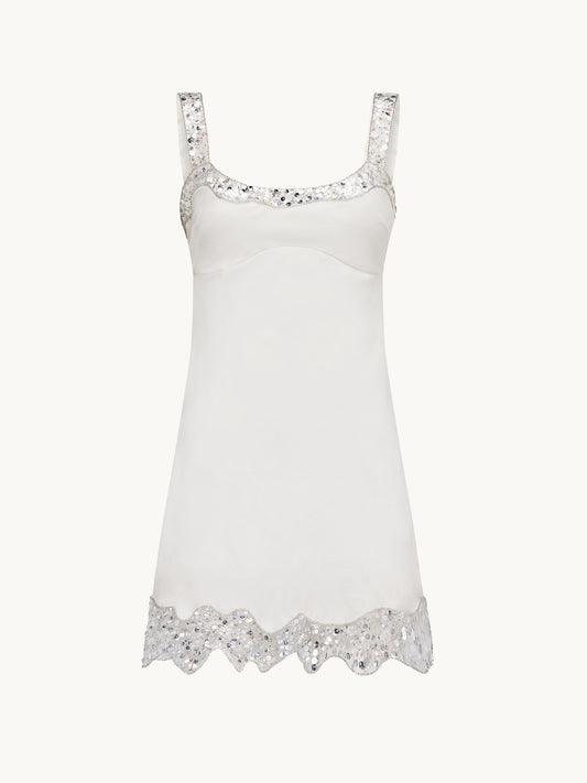 Nikolina Hand Beaded Mini Dress - Salt