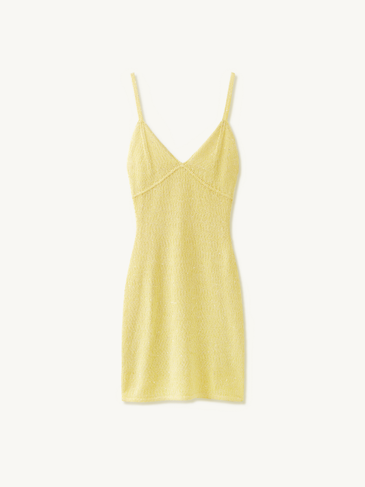 Delilah Mini Dress - Butter Yellow Sequin