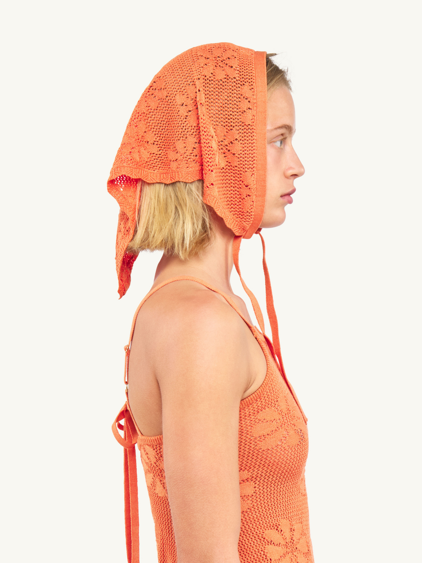 Bruna Crochet Bandana - Tangerine