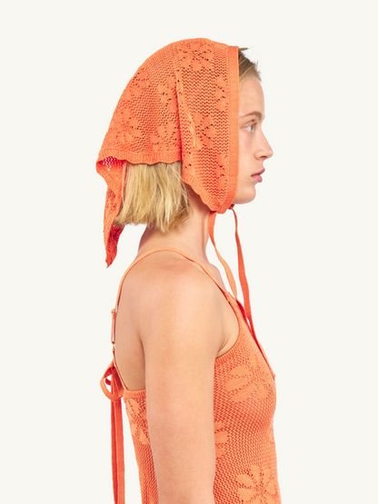 Bruna Crochet Bandana - Tangerine