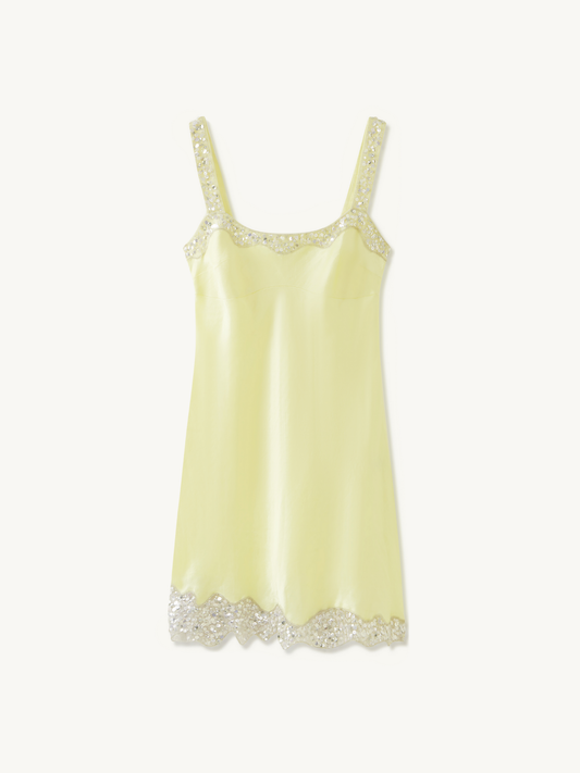 Nikolina Hand Beaded Mini Dress - Butter Yellow
