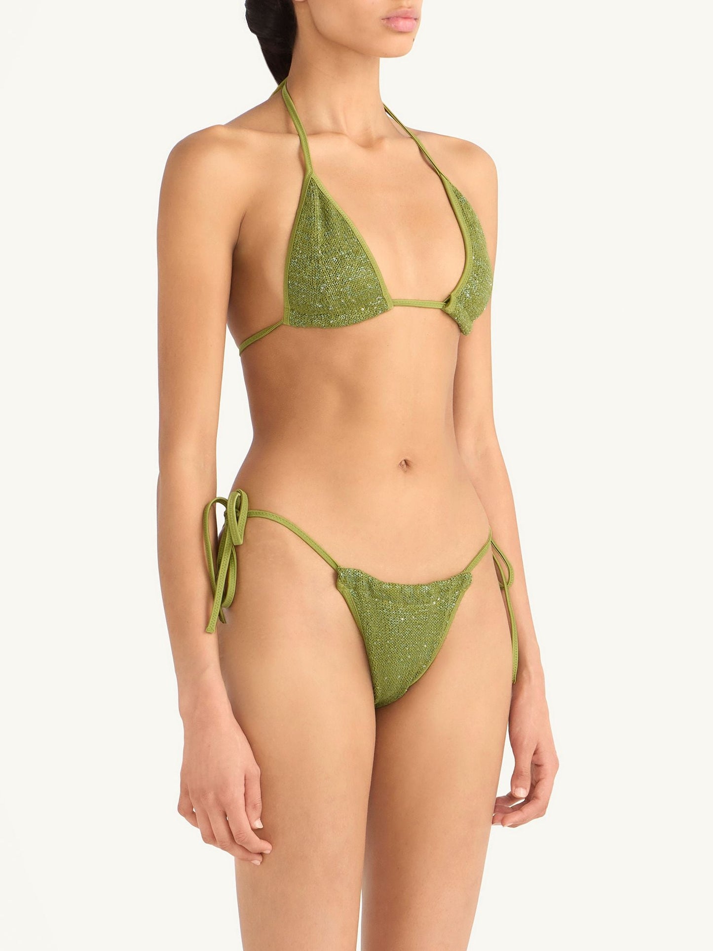 Lio Bikini Bottom - Olive Oil Sequin