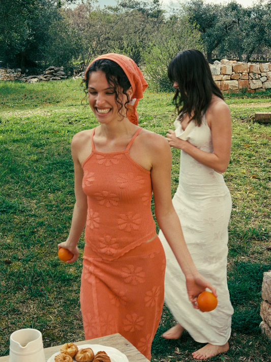 Bruna Crochet Bandana - Tangerine