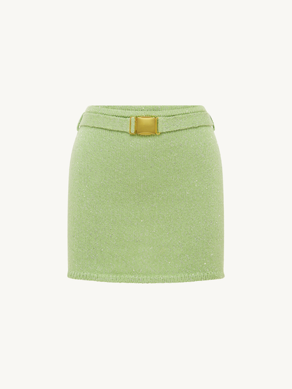 Ana Belted Mini Skirt - Seafoam