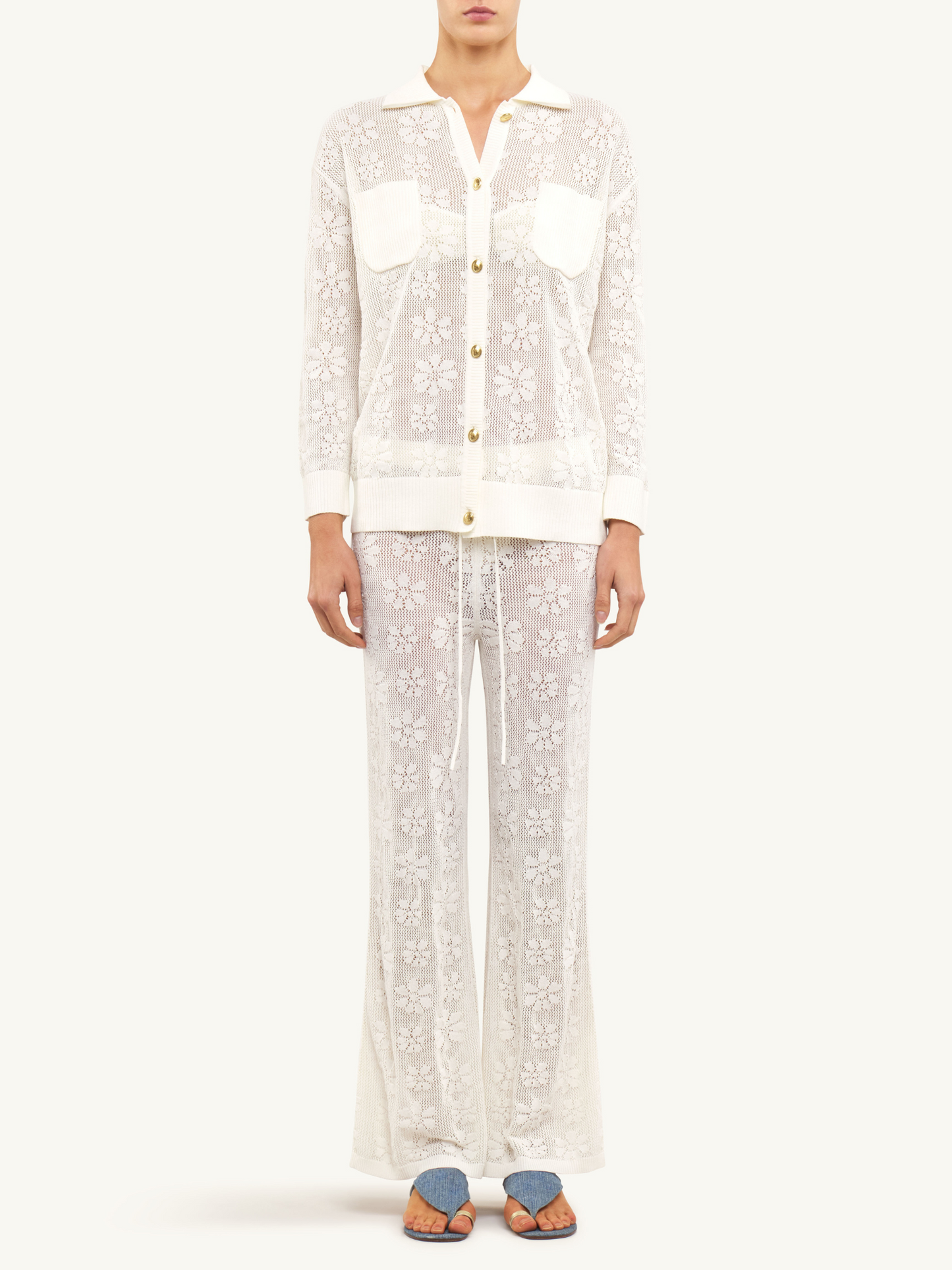 Delilah Crochet Shirt - Salt