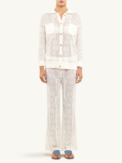 Delilah Crochet Shirt - Salt