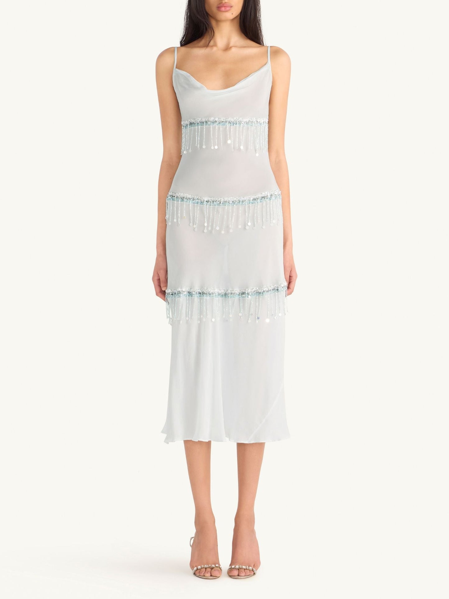 Layla Hand Beaded Dress - Ice Blue