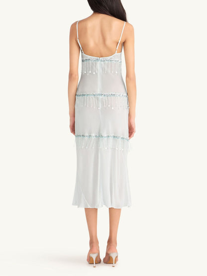 Layla Hand Beaded Dress - Ice Blue