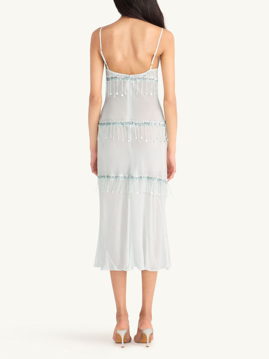 Layla Hand Beaded Dress - Ice Blue
