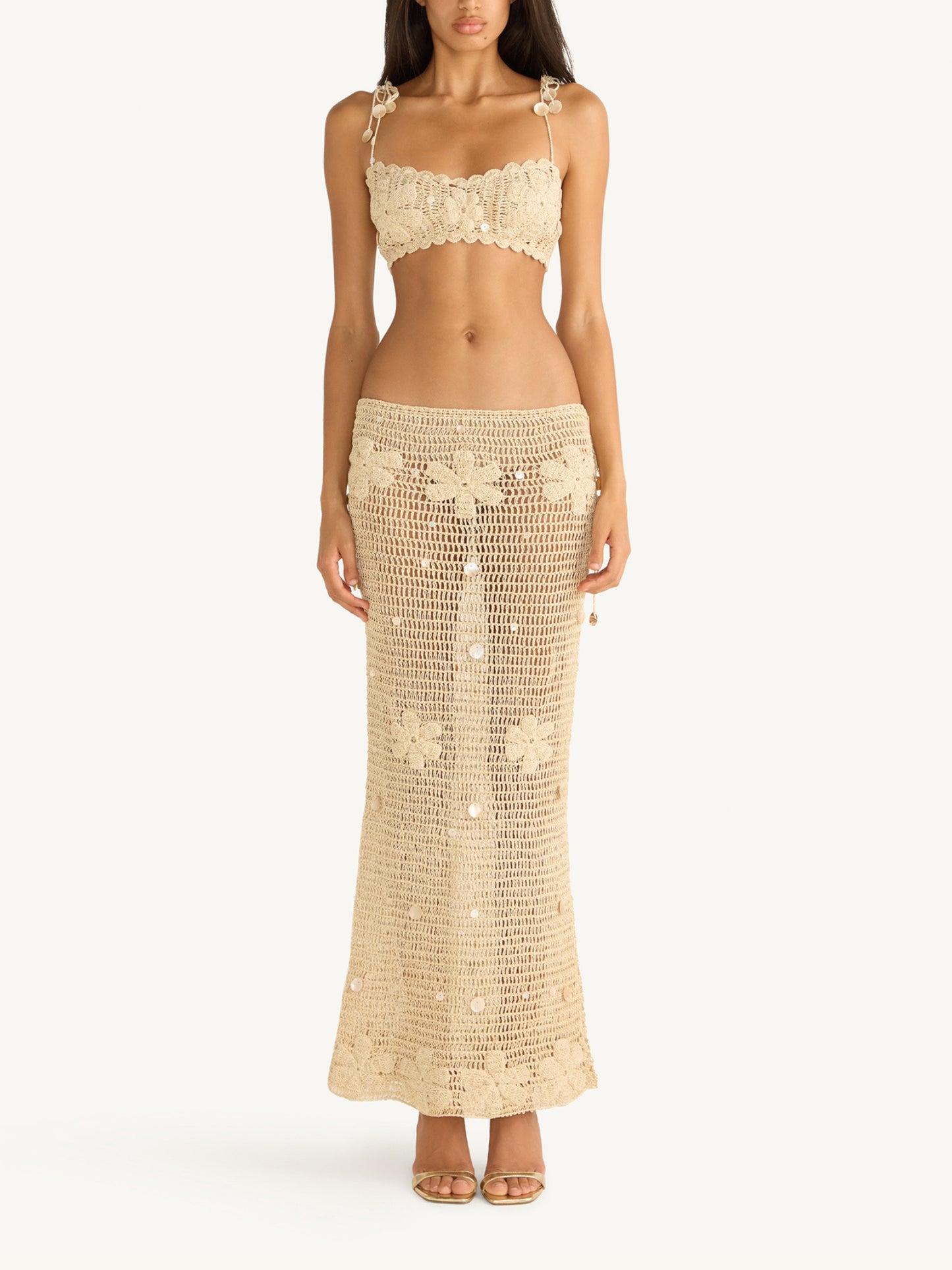 Charlotte Hand Crochet Bralette - Sand Shimmer