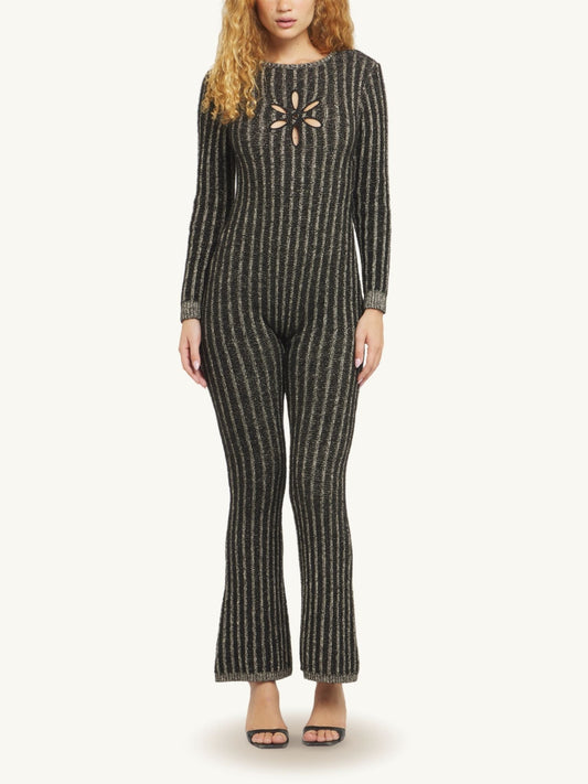 Gigi Jumpsuit - Black/Gold Shimmer