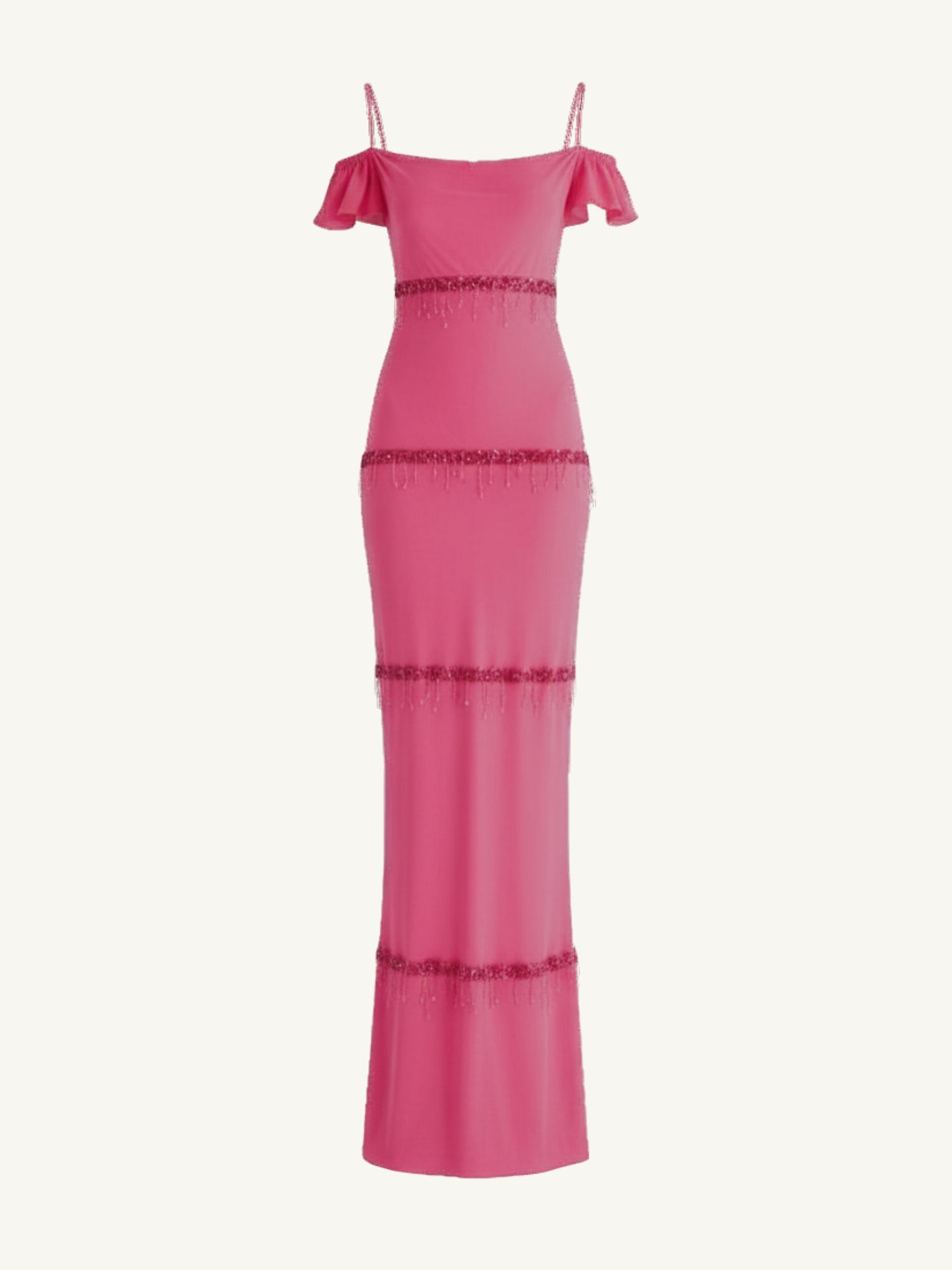 Layla Hand Beaded Gown - Geranium
