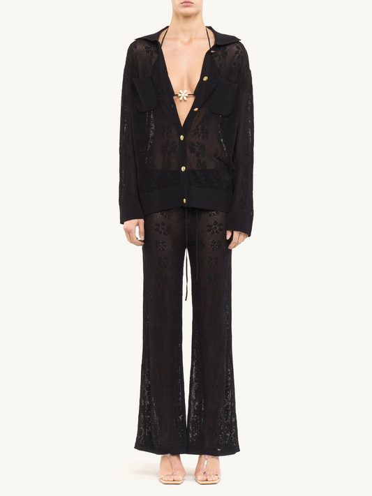 Delilah Crochet Pant - Black