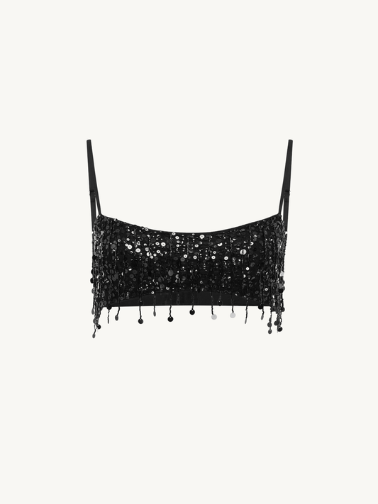 Yasmin Hand Beaded Bralette - Black