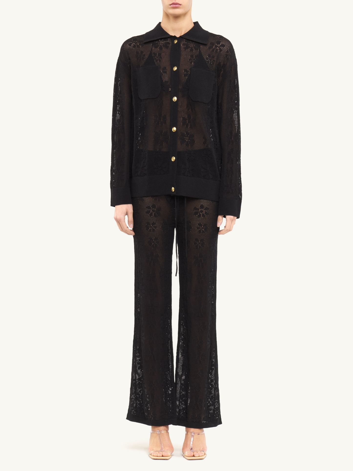 Delilah Crochet Shirt - Black