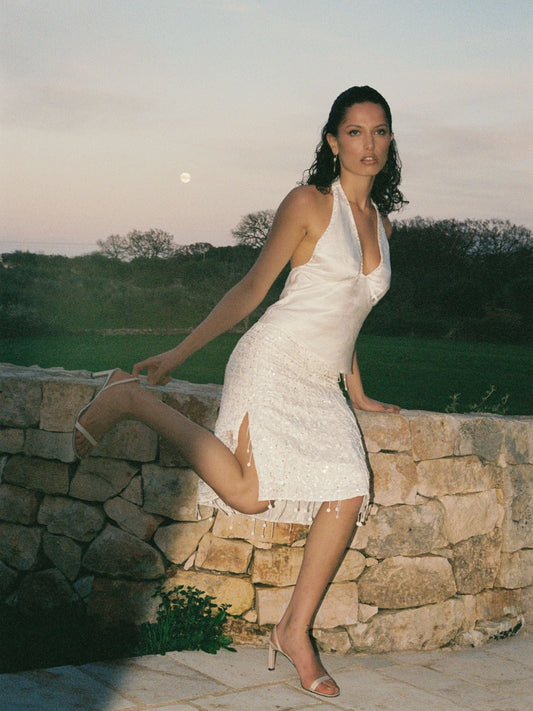 Celine Hand Beaded Camisole - Salt