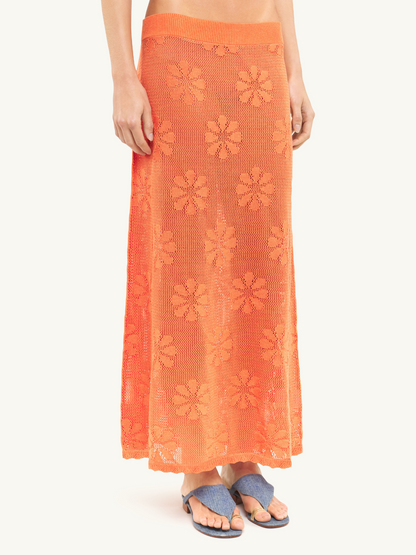 Bruna Crochet Skirt - Tangerine