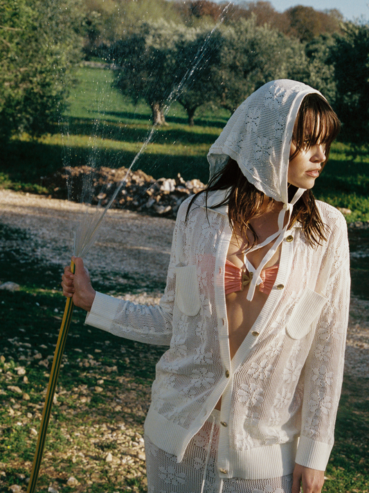 Delilah Crochet Shirt - Salt