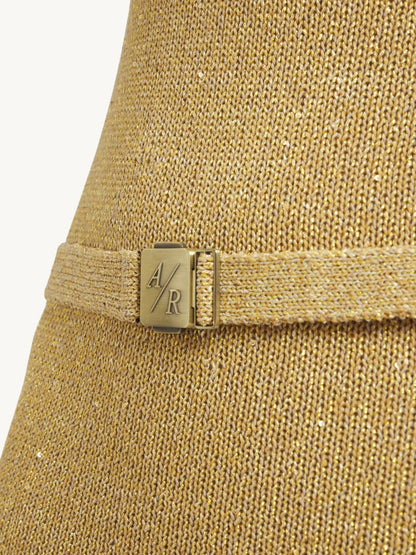 Natalia Belted Dress - Gold Sequin