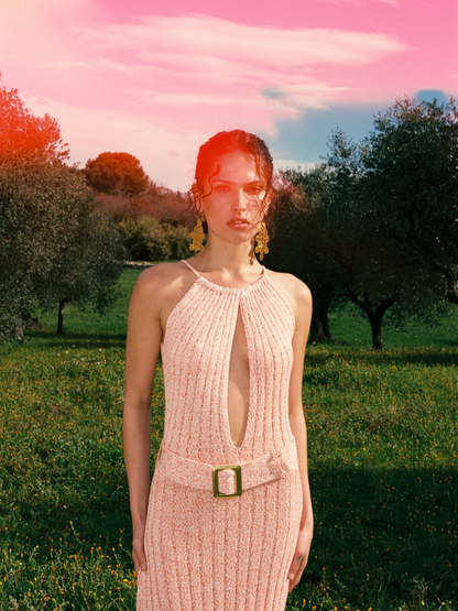 Valeria Dress - Peach Sequin