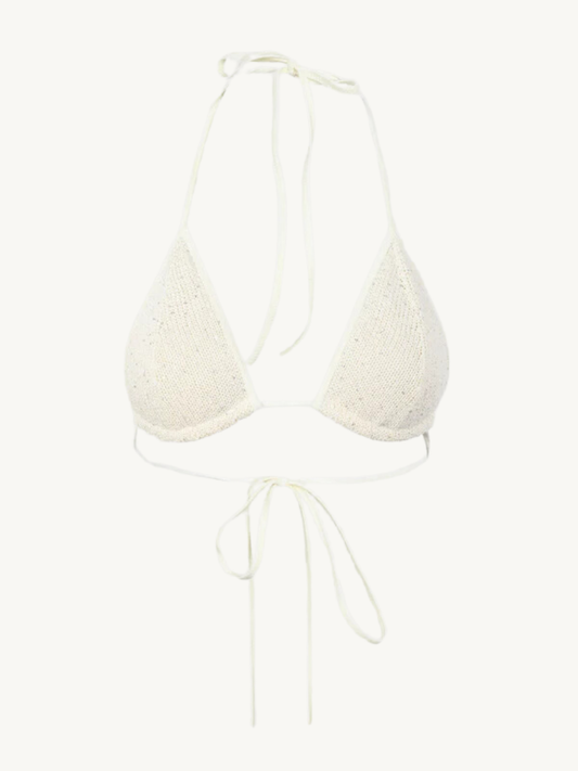 Lio Bikini Top - Ivory Sequin