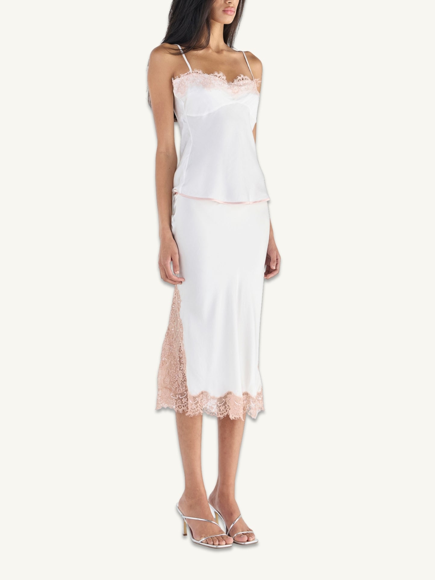 Nikolina Midi Skirt - Salt/Pink Salt