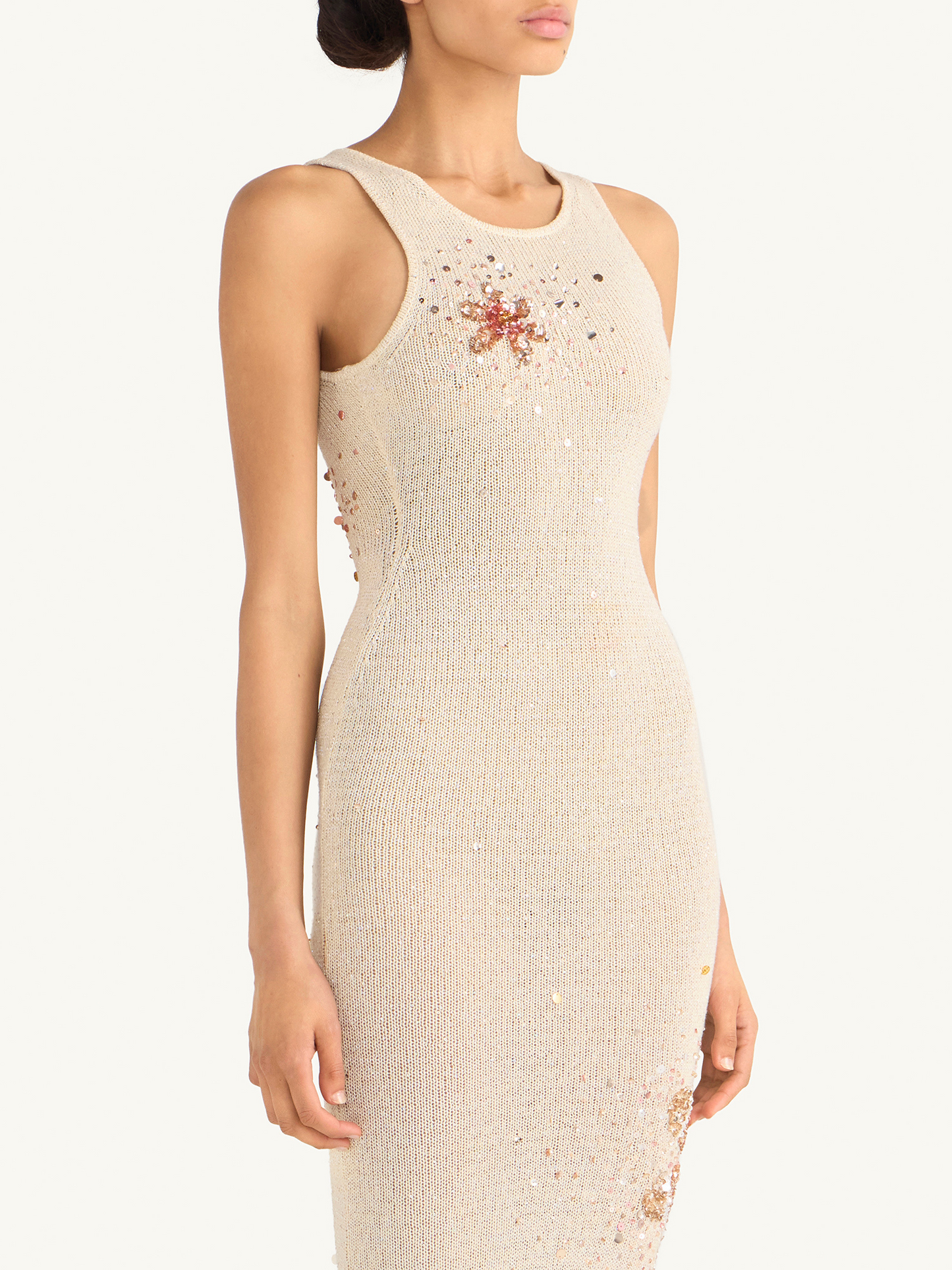 Natalia Hand Embroidered Dress - Salt Sequin