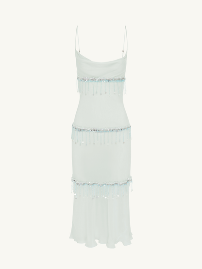 Layla Hand Beaded Dress - Ice Blue
