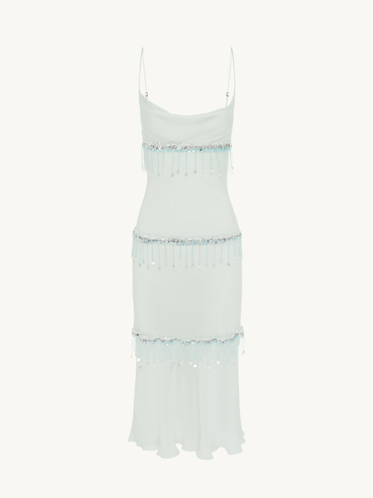 Layla Hand Beaded Dress - Ice Blue