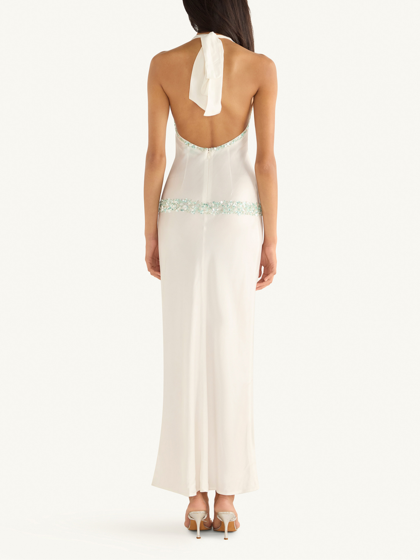 Celine Hand Beaded Dress - Salt/Swimming Pool Blue