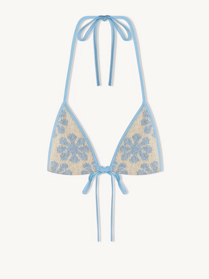 Lio Jaquard Bikini Top - Salt/Sky Blue Delilah Sequin