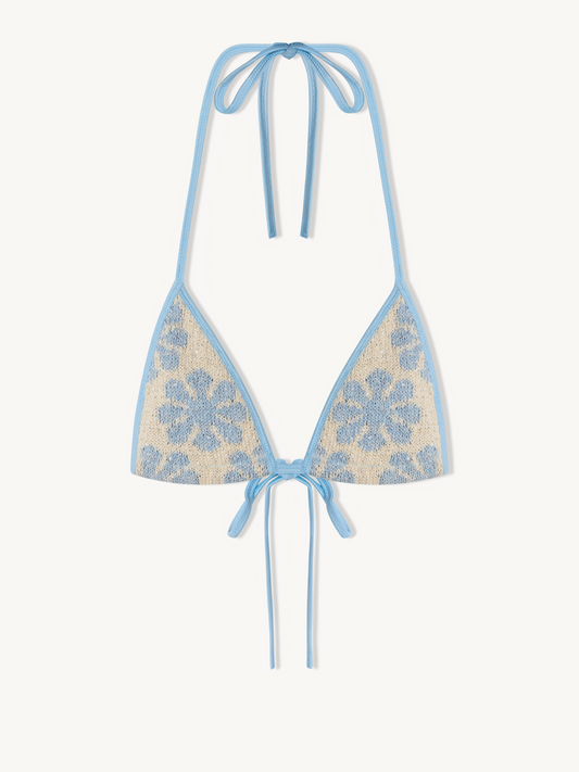 Lio Jaquard Bikini Top - Salt/Sky Blue Delilah Sequin
