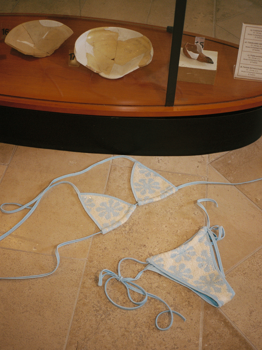 Lio Jaquard Bikini Top - Salt/Sky Blue Delilah Sequin