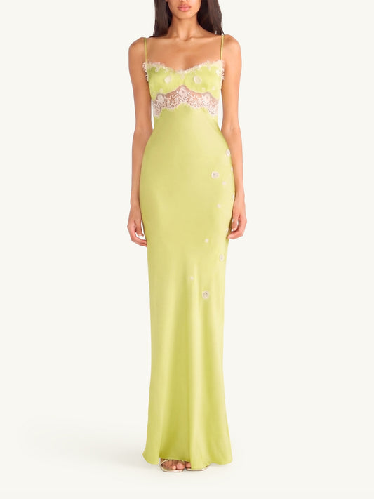 Arlette Hand Beaded Dress - Pistachio