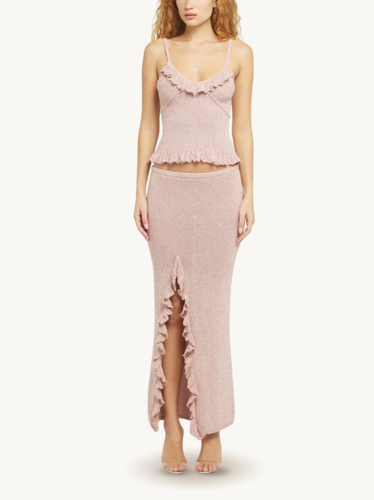 Michaela Split Skirt - Blush Sequin