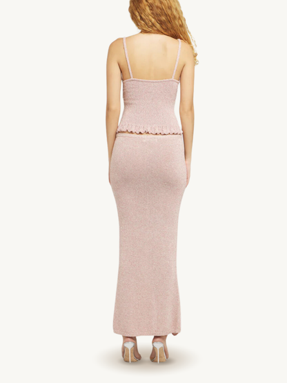 Michaela Split Skirt - Blush Sequin