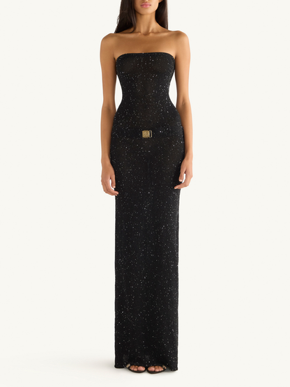 Gisele Dress - Black/Silver Sequin