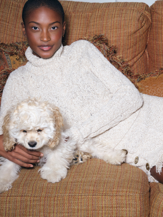 Angelina Cable Knit Sweater - Snow