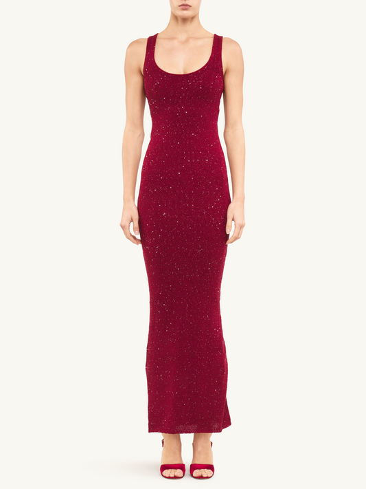 Ana Dress - Wine Sequin