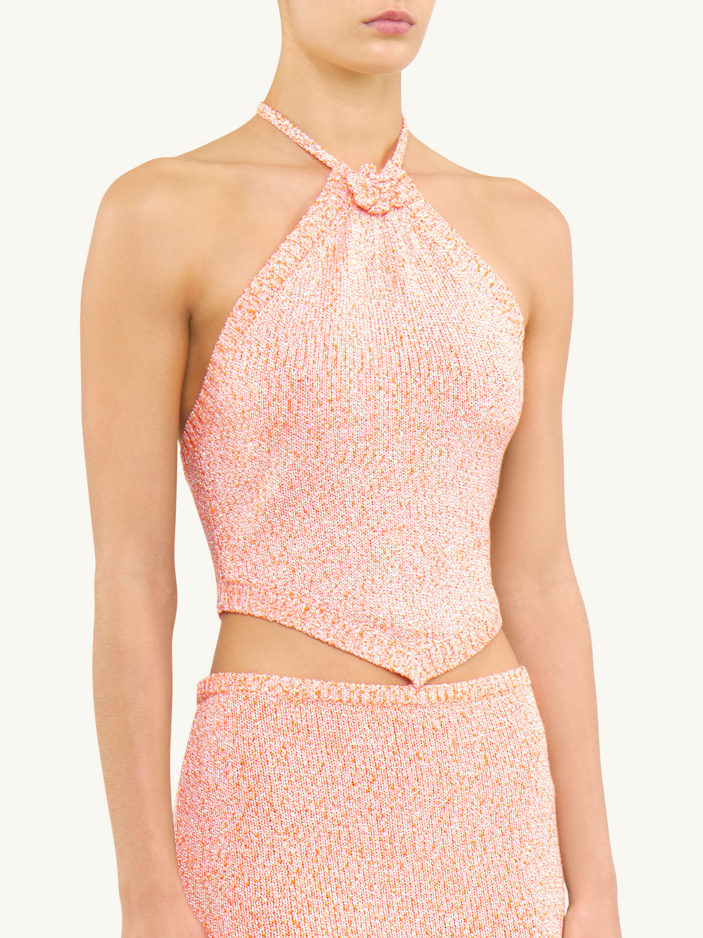 Teresa Scarf Top - Peach Sequin