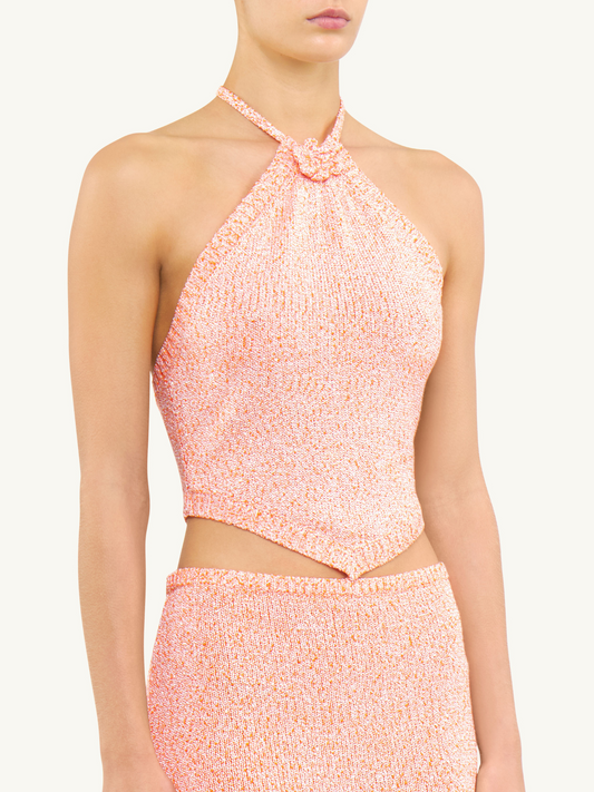 Teresa Scarf Top - Peach Sequin