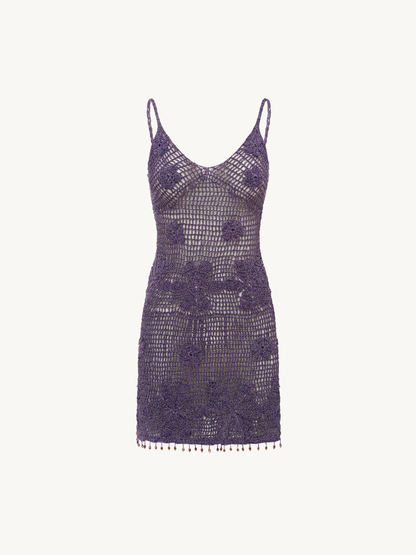 Delilah Hand Crochet Mini Dress - Violet