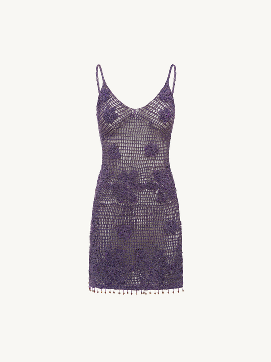 Delilah Hand Crochet Mini Dress - Violet