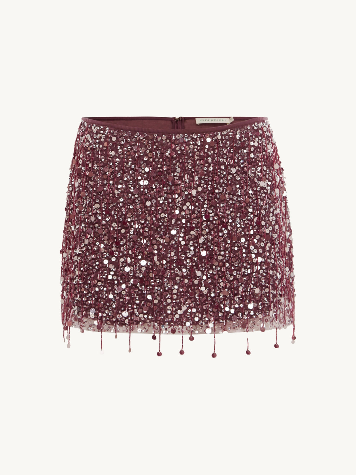 Yasmin Hand Beaded Mini Skirt - Plum
